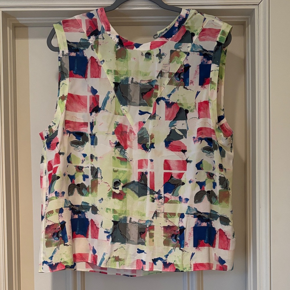 Joie Colorful Abstract Sleeveless Blouse